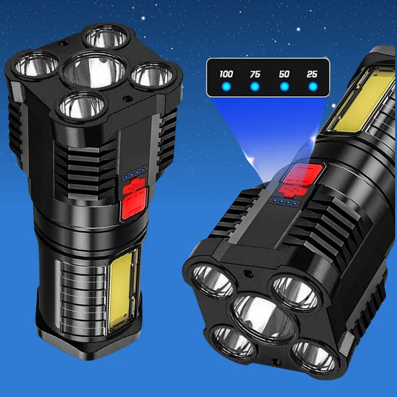 Ručna LED baterijska svjetiljka s COB bočnim svjetlom, punjiva, 5W, 1000mAh, domet 100-200 m, trajanje 3-4 h