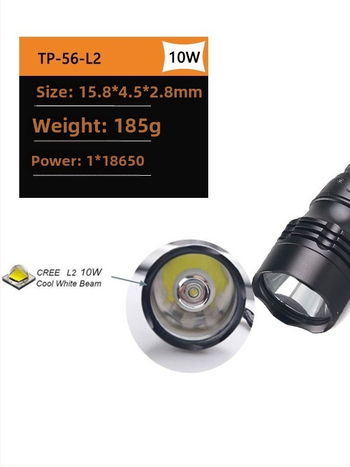 LED potápačské svetlo, dobíjateľné, hliníkové telo, dlhá výdrž batérie