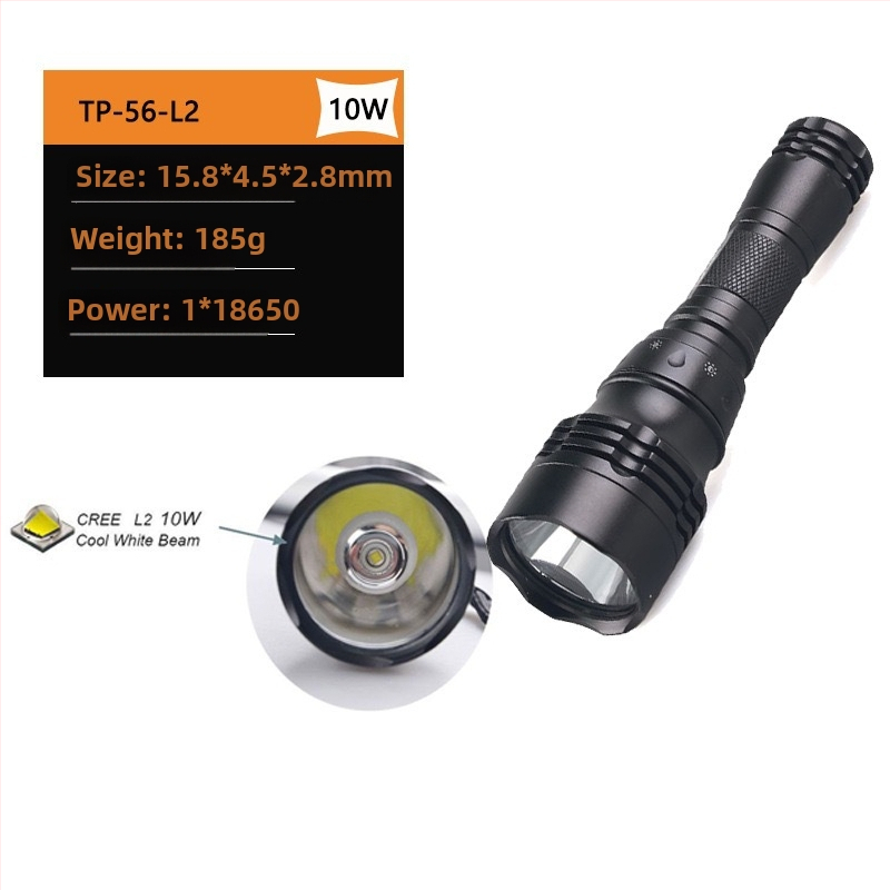 LED potápačské svetlo, dobíjateľné, hliníkové telo, dlhá výdrž batérie