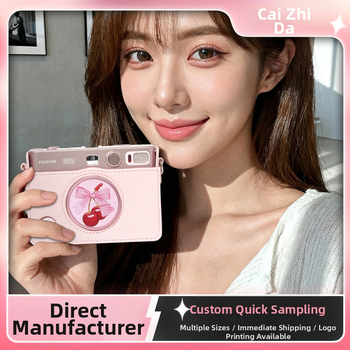 Ochranný kryt pre fotoaparát Polaroid mini evo s koženým štítkom pre objektív – prachotesný, protiškrabavý, proti strate, roztomilý kreslený dizajn