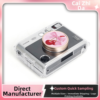 Ochranný kryt pre fotoaparát Polaroid mini evo s koženým štítkom pre objektív – prachotesný, protiškrabavý, proti strate, roztomilý kreslený dizajn