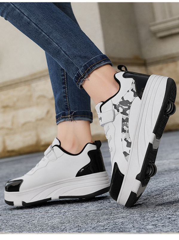 Унисекс обувки с колела в стил Heelys, четири колела с двойна редица, PU колела, модел 2538, марка Happy Feather Dragon