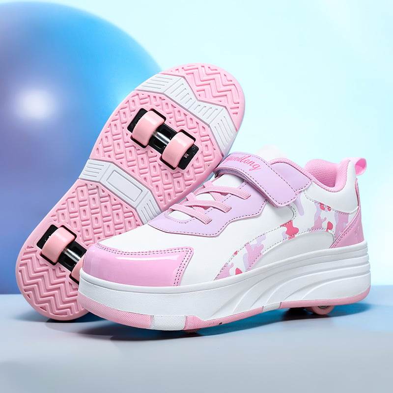 Унисекс обувки с колела в стил Heelys, четири колела с двойна редица, PU колела, модел 2538, марка Happy Feather Dragon