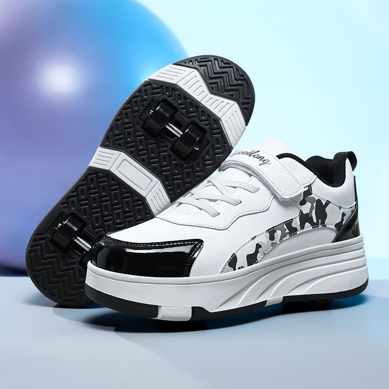 Унисекс обувки с колела в стил Heelys, четири колела с двойна редица, PU колела, модел 2538, марка Happy Feather Dragon