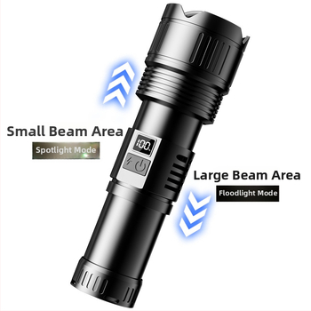 LED baterka z hliníkovej zliatiny s Type-C vstupom, teleskopický zoom, 30W, 7200 mAh batéria, dosah 500 m a viac