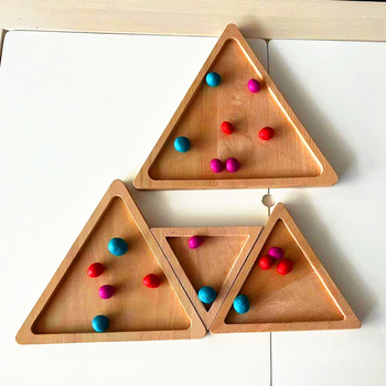 Jucărie educațională din lemn cu plăcuță senzorială triunghiulară, cu motiv cochilie de insecte — Xinyao Crafts, ambalaj carton, lansat mai 2022