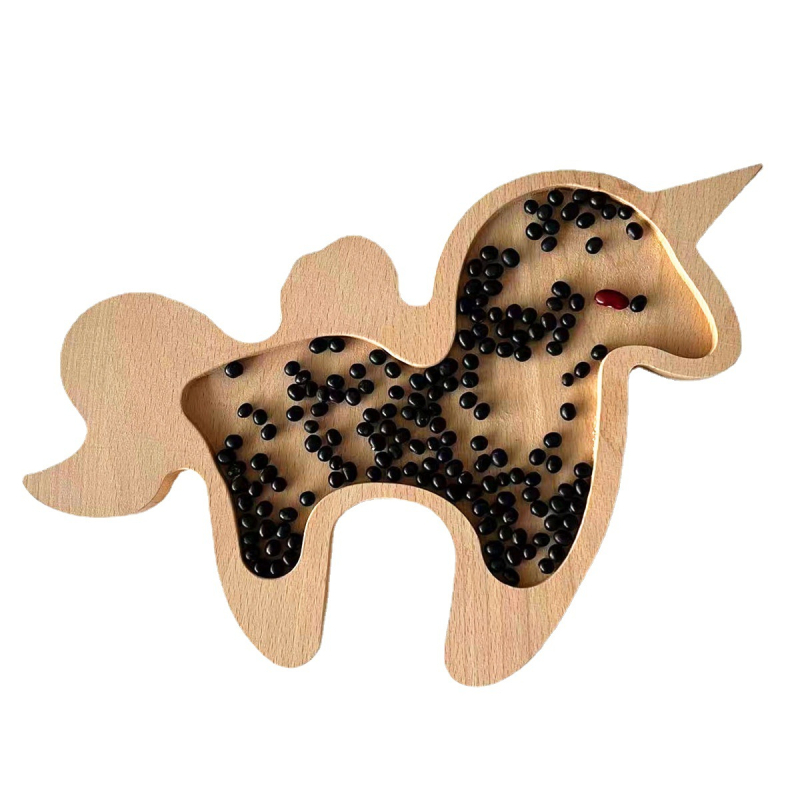 Jucărie educațională din lemn cu plăcuță senzorială triunghiulară, cu motiv cochilie de insecte — Xinyao Crafts, ambalaj carton, lansat mai 2022