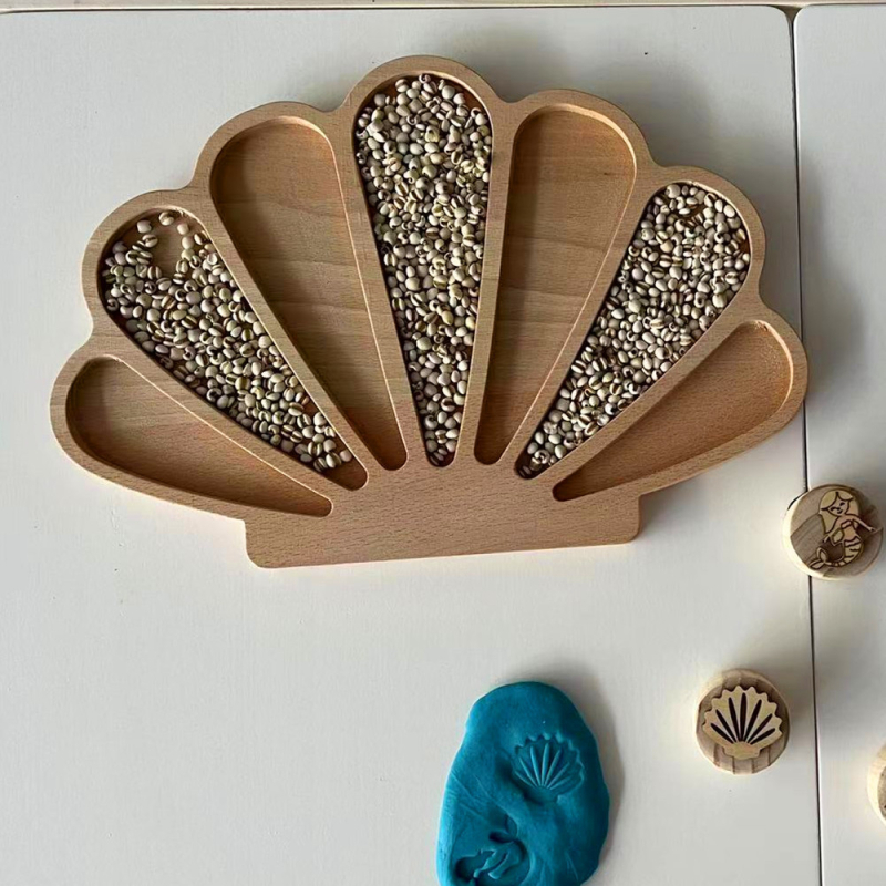 Jucărie educațională din lemn cu plăcuță senzorială triunghiulară, cu motiv cochilie de insecte — Xinyao Crafts, ambalaj carton, lansat mai 2022