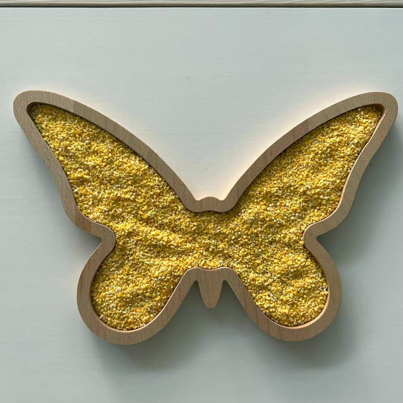 Jucărie educațională din lemn cu plăcuță senzorială triunghiulară, cu motiv cochilie de insecte — Xinyao Crafts, ambalaj carton, lansat mai 2022