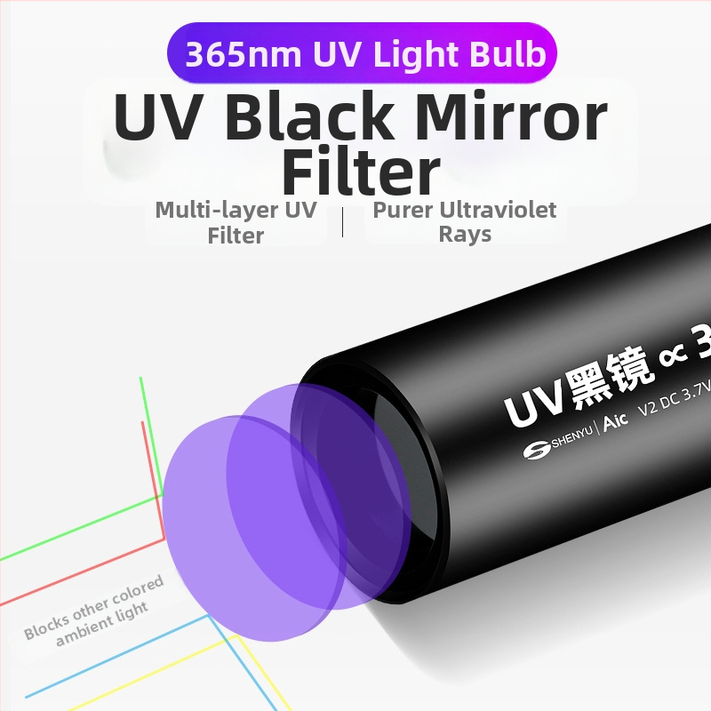 UV LED svjetiljka za provjeru banknota i jadeita (365 nm UV, 3W LED, aluminijsko kućište, 800 mAh punjiva, uključena punjač)