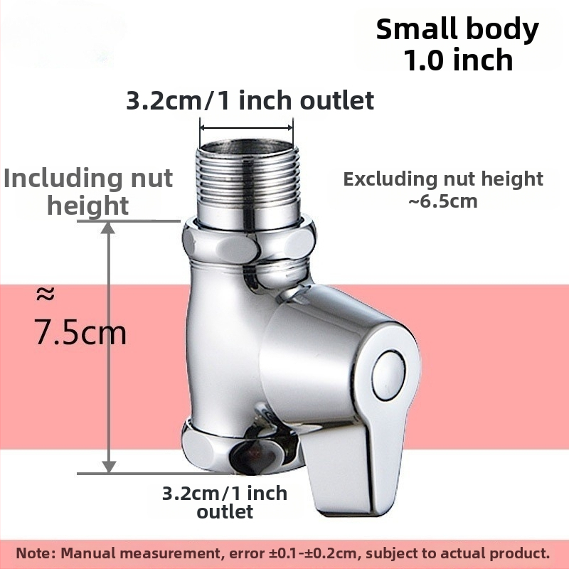 Push-type flush valve pre squat toaletu, model rýchleho otvorenia, meď, výstupný priemer 1 palec, čas splachovania 5–8 s, prevádzkový tlak 0,1–1,0 MPa