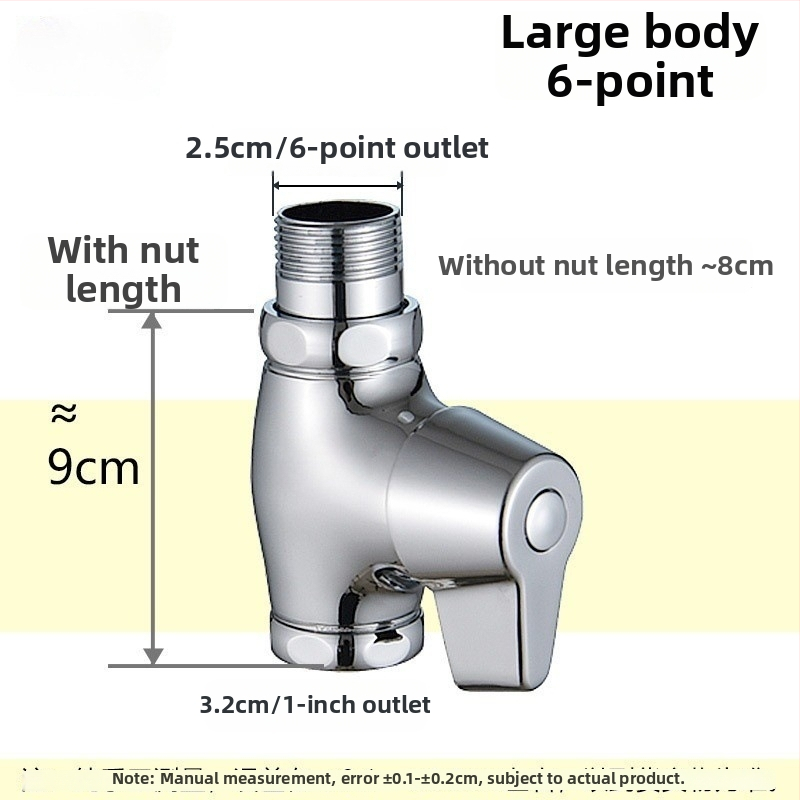 Push-type flush valve pre squat toaletu, model rýchleho otvorenia, meď, výstupný priemer 1 palec, čas splachovania 5–8 s, prevádzkový tlak 0,1–1,0 MPa