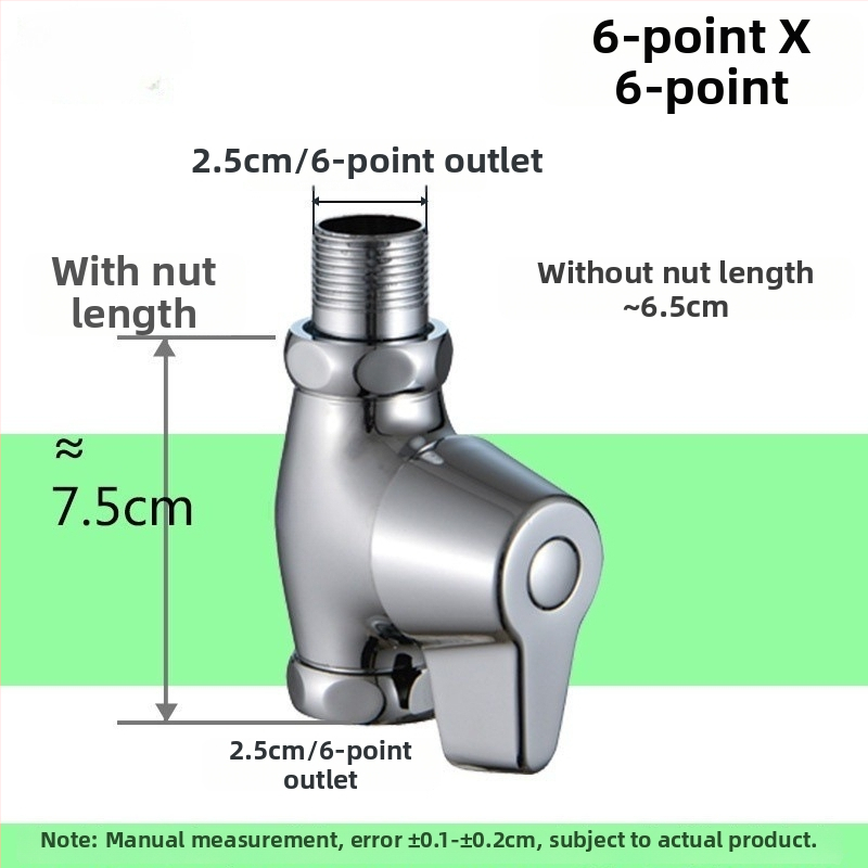 Push-type flush valve pre squat toaletu, model rýchleho otvorenia, meď, výstupný priemer 1 palec, čas splachovania 5–8 s, prevádzkový tlak 0,1–1,0 MPa