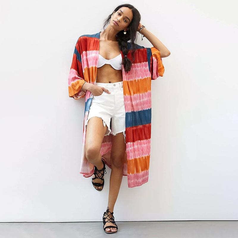 Plažni kardigan s labavim krojem, rayon tkanina, 100% pamuk, podstava rayon, 243 g