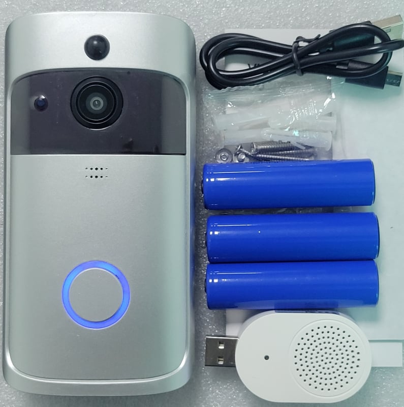 V5 Безжичен видеоинтерком за входа, WiFi, инфрачервено нощно виждане и AI мониторинг, работи с батерия 18650