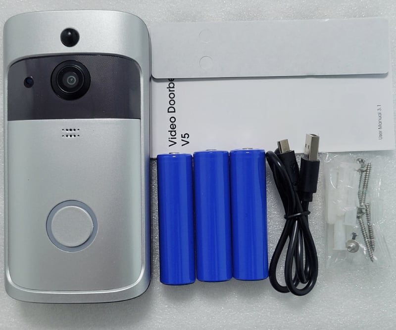 V5 Безжичен видеоинтерком за входа, WiFi, инфрачервено нощно виждане и AI мониторинг, работи с батерия 18650