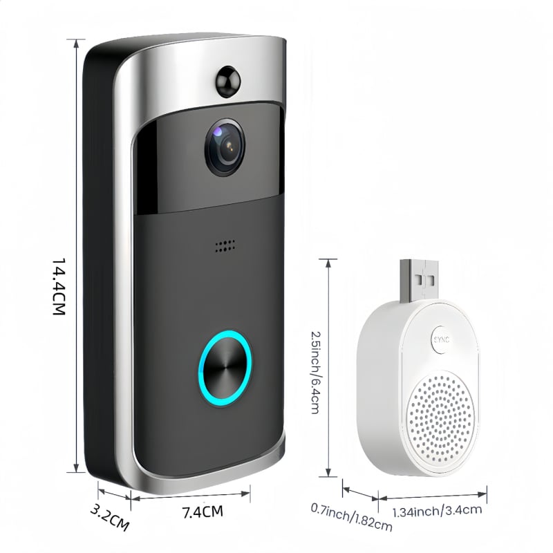 V5 Безжичен видеоинтерком за входа, WiFi, инфрачервено нощно виждане и AI мониторинг, работи с батерия 18650