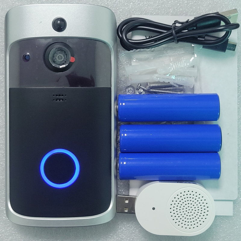 V5 Безжичен видеоинтерком за входа, WiFi, инфрачервено нощно виждане и AI мониторинг, работи с батерия 18650