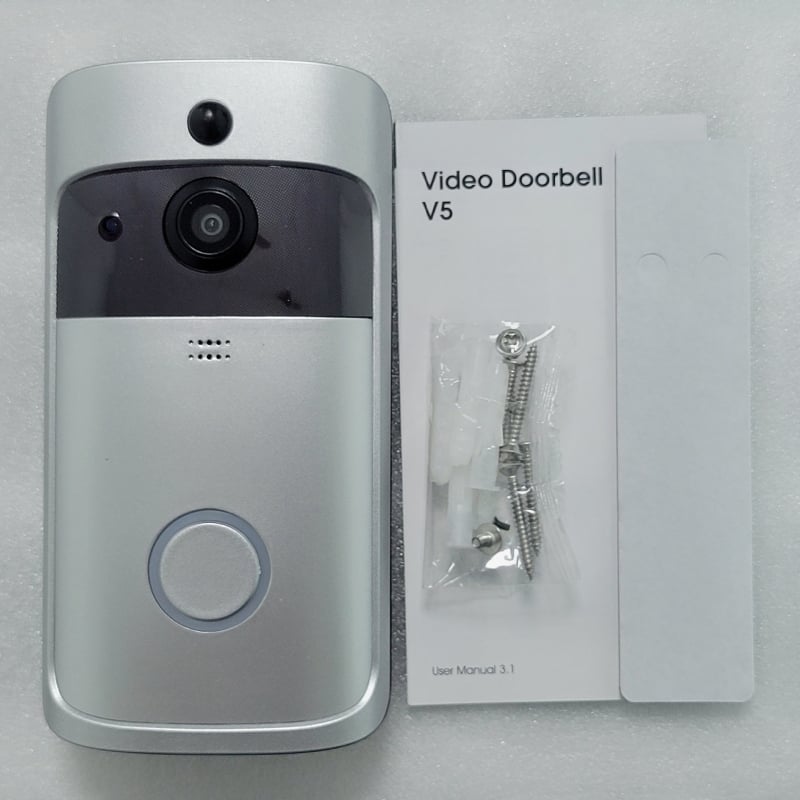 V5 Безжичен видеоинтерком за входа, WiFi, инфрачервено нощно виждане и AI мониторинг, работи с батерия 18650