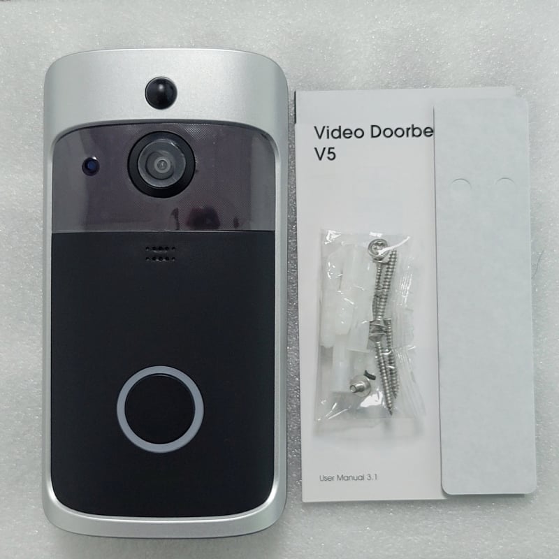 V5 Безжичен видеоинтерком за входа, WiFi, инфрачервено нощно виждане и AI мониторинг, работи с батерия 18650