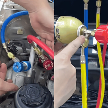 Set za dopunu klimatizacije automobila s kutijom alata, R1234YF rashladno sredstvo, set s dvostrukim manometrom tlaka