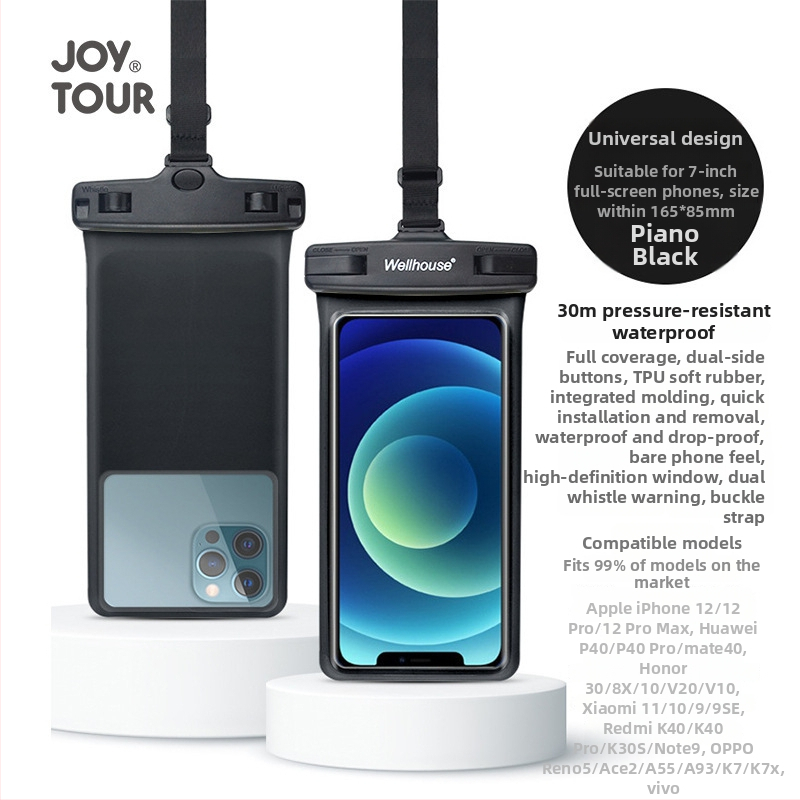 Vodootporna torbica za mobitel s dodirnim zaslonom za plivanje i vanjske aktivnosti | Materijal: ABS+TPU; Vodootporna tkanina; Pogodno za opuštanje, ronjenje, plažu, na otvorenom