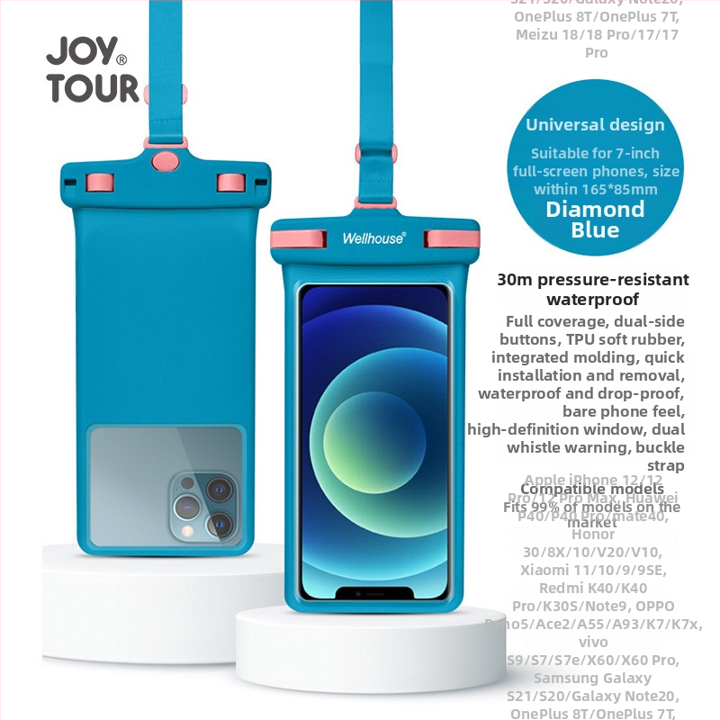 Vodootporna torbica za mobitel s dodirnim zaslonom za plivanje i vanjske aktivnosti | Materijal: ABS+TPU; Vodootporna tkanina; Pogodno za opuštanje, ronjenje, plažu, na otvorenom