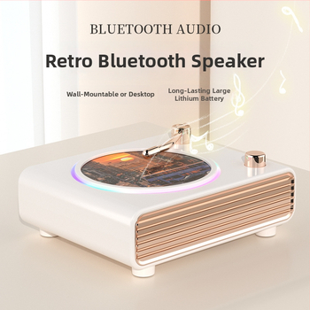 Bluetooth zvuk retro okretni gramofon s ambijentalnim svjetlom, bežično punjenje zvučnika