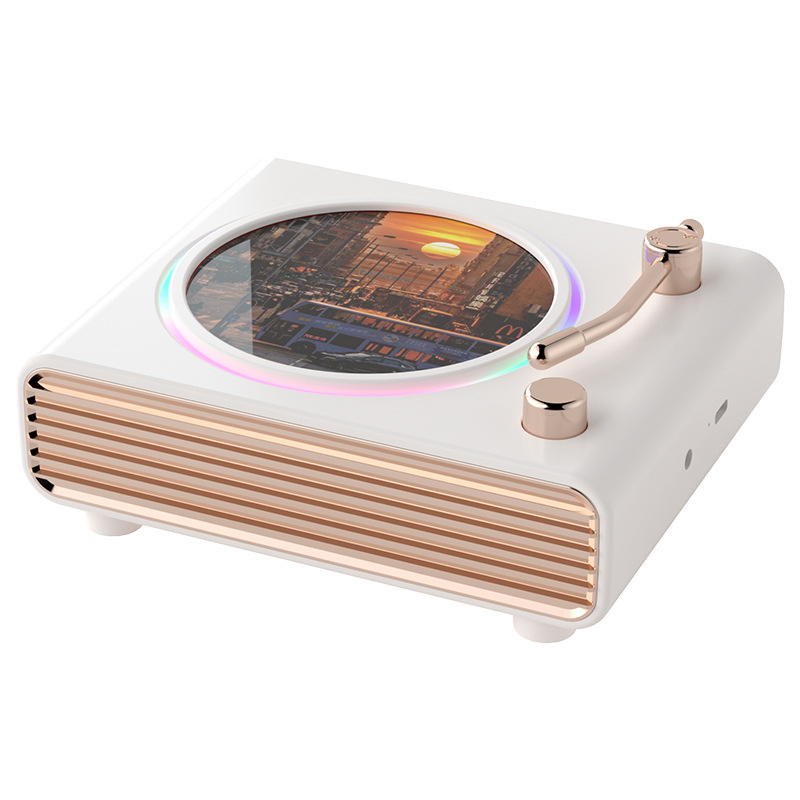 Bluetooth zvuk retro okretni gramofon s ambijentalnim svjetlom, bežično punjenje zvučnika