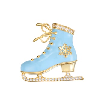 Kitűző, réz alapú, jégpálya forma, zománcfelület, olajcsepp technika, könnyed luxus stílus.