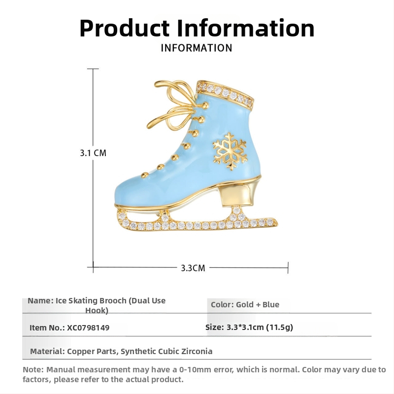 Kitűző, réz alapú, jégpálya forma, zománcfelület, olajcsepp technika, könnyed luxus stílus.