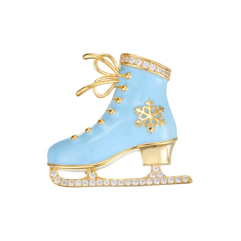 Kitűző, réz alapú, jégpálya forma, zománcfelület, olajcsepp technika, könnyed luxus stílus.