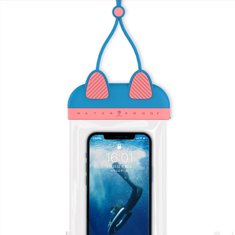 Kryt za telefon u obliku mačke, TPU vodootporan za ronjenje i aktivnosti na otvorenom, ABS+TPU materijal, kompatibilan s većinom pametnih telefona, otporno na prskanje
