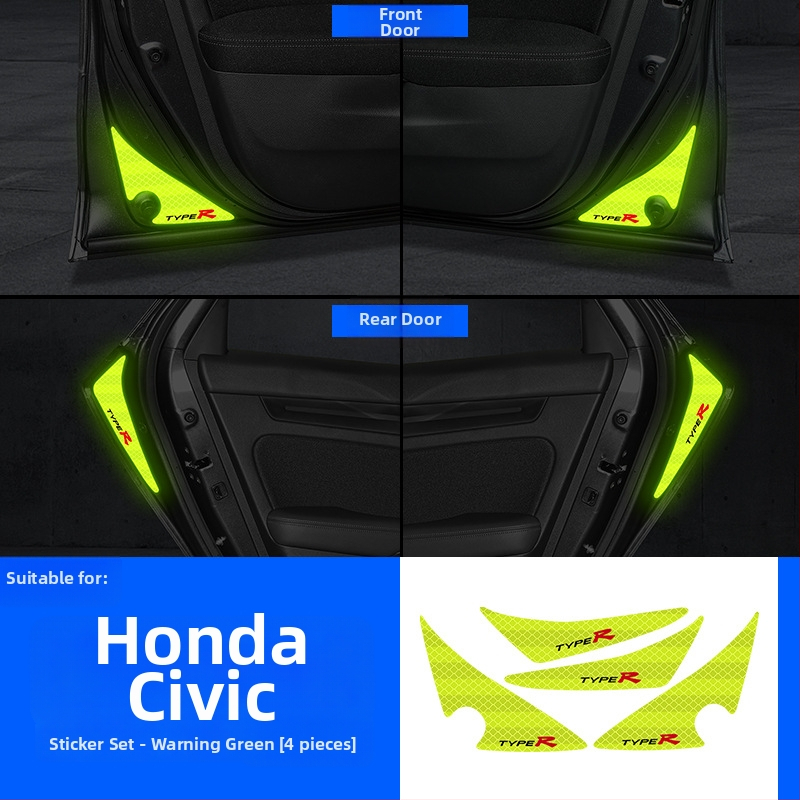 Honda Civic – reflektirajuća upozoravajuća naljepnica za vrata, koja svijetli na svjetlu; unutarnja dekoracija i modifikacija