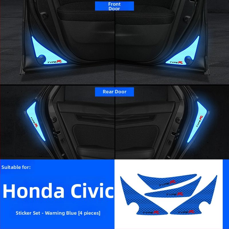 Honda Civic – reflektirajuća upozoravajuća naljepnica za vrata, koja svijetli na svjetlu; unutarnja dekoracija i modifikacija