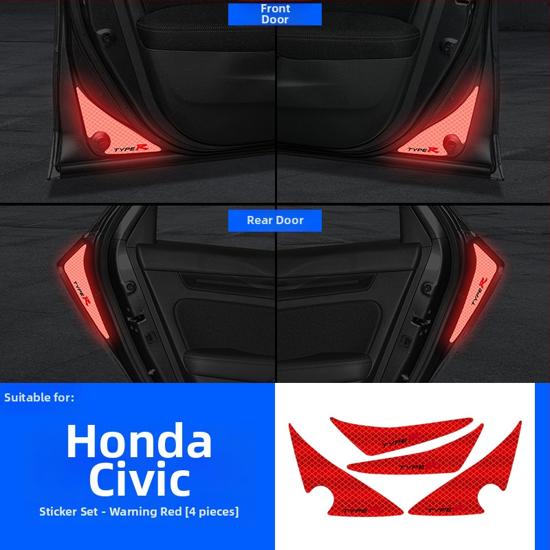 Honda Civic – reflektirajuća upozoravajuća naljepnica za vrata, koja svijetli na svjetlu; unutarnja dekoracija i modifikacija