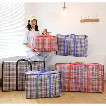 Utazótáska, 56–75 L, kockás Oxford anyag, cipzáras nyitás, puha fogantyú, modell 8802