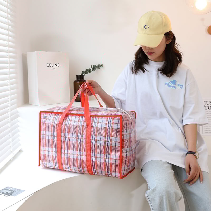 Utazótáska, 56–75 L, kockás Oxford anyag, cipzáras nyitás, puha fogantyú, modell 8802