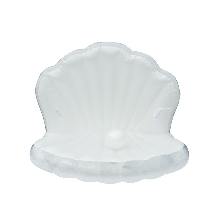 Надуваема плаваща лежанка Shell, перлено бяла PVC конструкция, с дръжка — Материал: екологично чист PVC; Марка: SUNHINE; Авторизирани частни марки: Да; Категория: Други