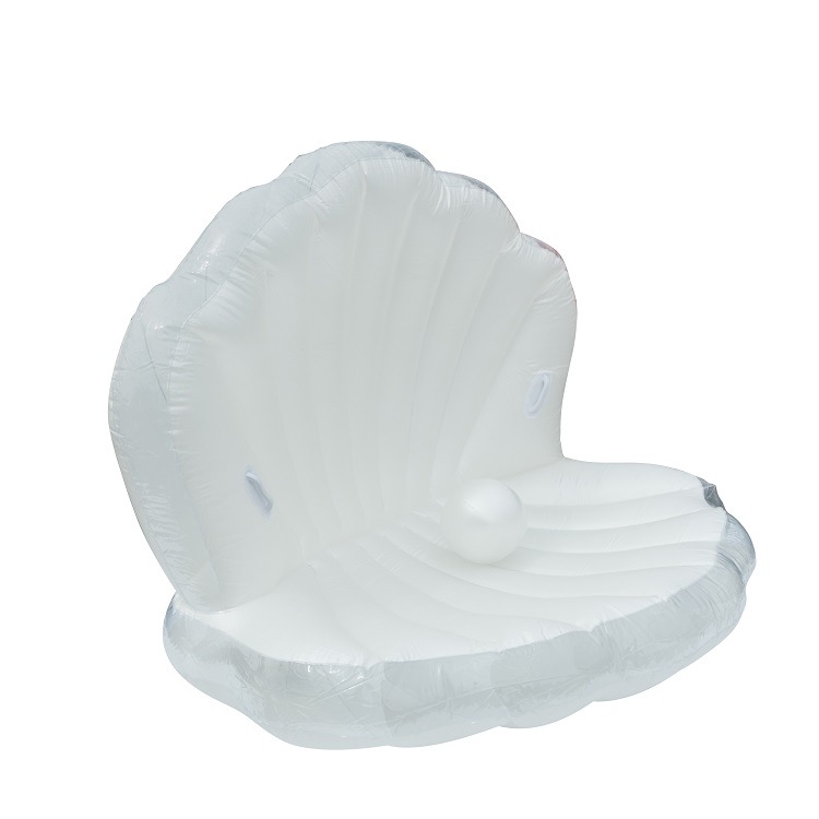 Надуваема плаваща лежанка Shell, перлено бяла PVC конструкция, с дръжка — Материал: екологично чист PVC; Марка: SUNHINE; Авторизирани частни марки: Да; Категория: Други