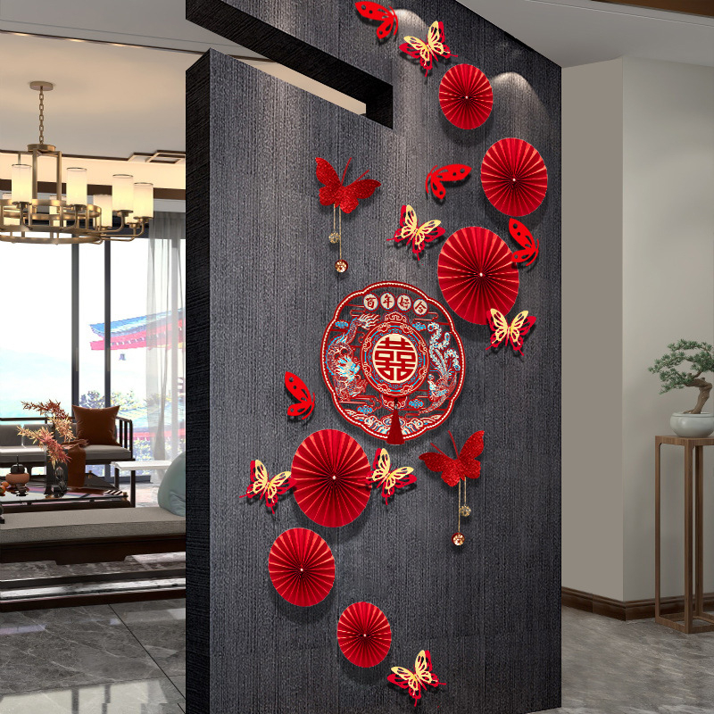 Fundal de decor pentru cameră de nuntă, din hârtie, ghirlande din panglici, pentru nunți