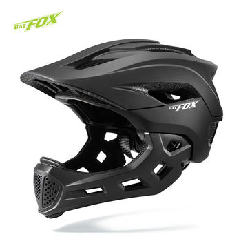 Batfox Dječja kaciga za bicikl s punim licem — PC/EPS, prilagodljiva, s logom