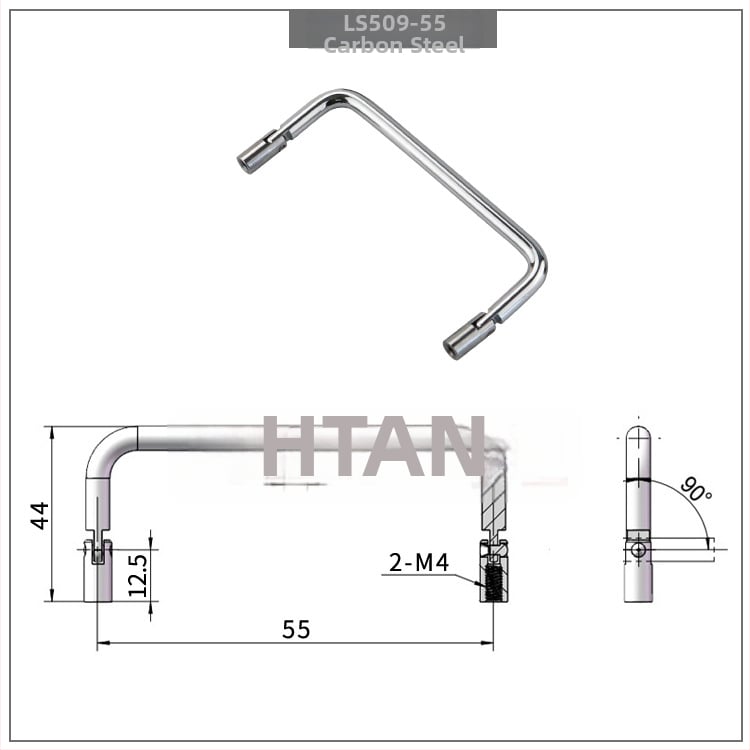Drška za vrata ormara od nehrđajućeg čelika LS509, U‑oblik sklopiva s obje strane, unutarnji navoj 90°, kromirana