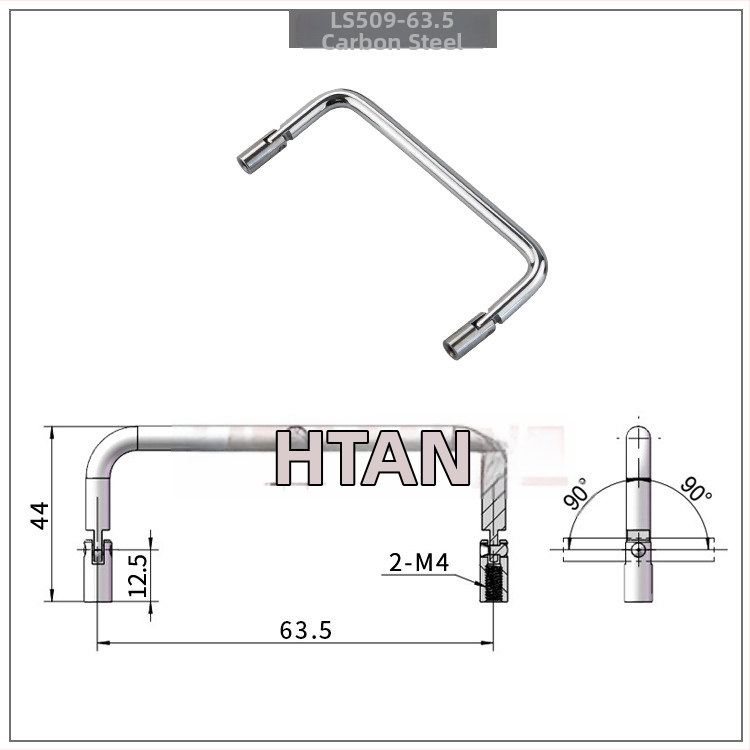 Drška za vrata ormara od nehrđajućeg čelika LS509, U‑oblik sklopiva s obje strane, unutarnji navoj 90°, kromirana