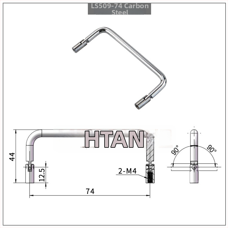 Drška za vrata ormara od nehrđajućeg čelika LS509, U‑oblik sklopiva s obje strane, unutarnji navoj 90°, kromirana