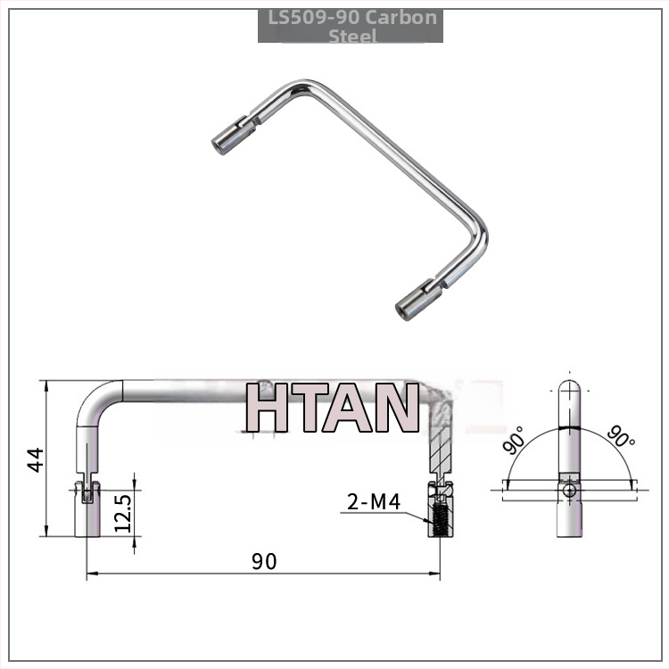 Drška za vrata ormara od nehrđajućeg čelika LS509, U‑oblik sklopiva s obje strane, unutarnji navoj 90°, kromirana