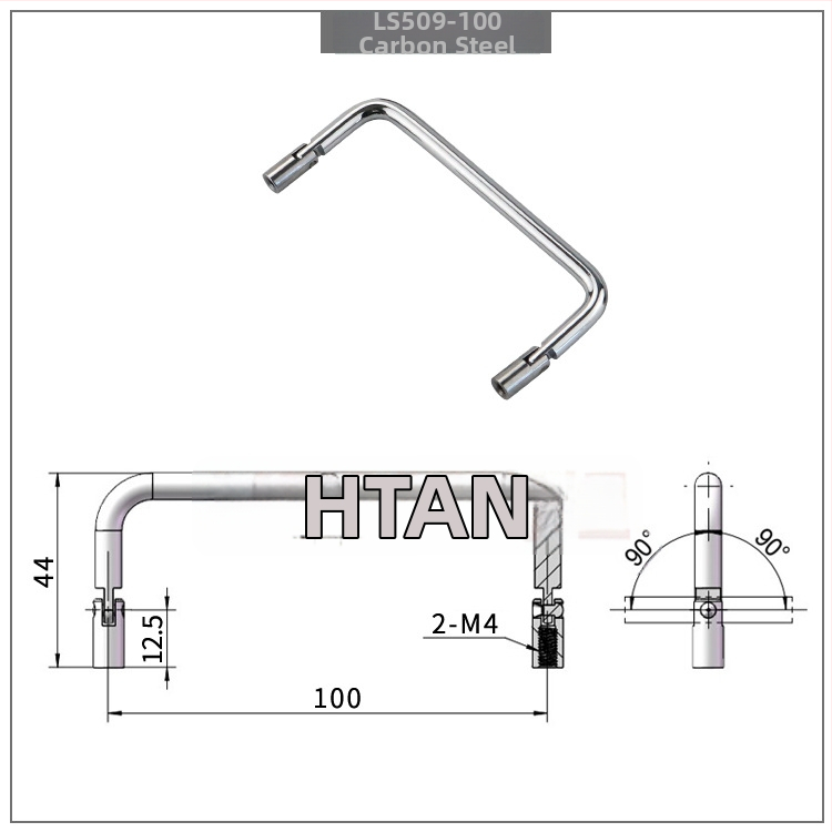 Drška za vrata ormara od nehrđajućeg čelika LS509, U‑oblik sklopiva s obje strane, unutarnji navoj 90°, kromirana