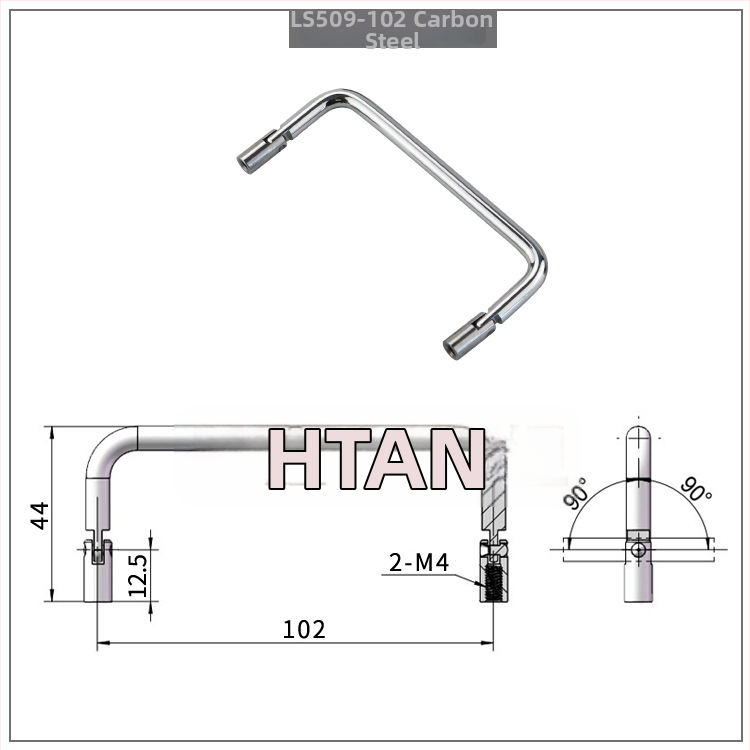 Drška za vrata ormara od nehrđajućeg čelika LS509, U‑oblik sklopiva s obje strane, unutarnji navoj 90°, kromirana