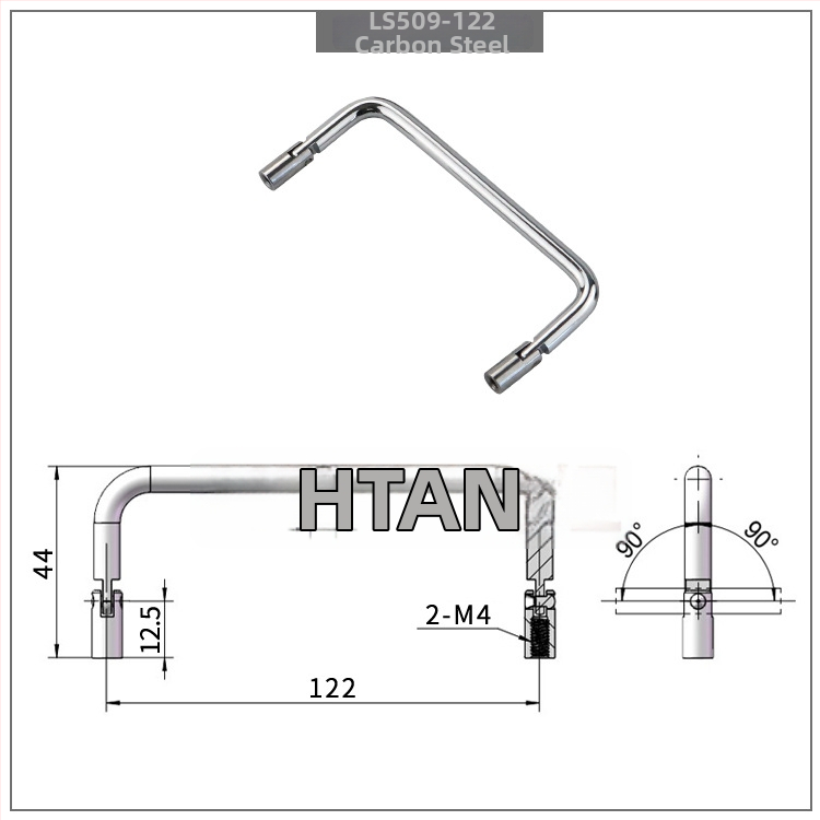 Drška za vrata ormara od nehrđajućeg čelika LS509, U‑oblik sklopiva s obje strane, unutarnji navoj 90°, kromirana