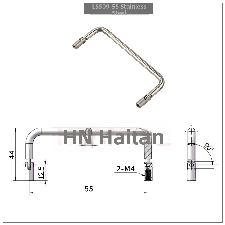 Drška za vrata ormara od nehrđajućeg čelika LS509, U‑oblik sklopiva s obje strane, unutarnji navoj 90°, kromirana